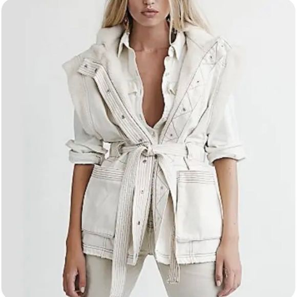 NEW WITH TAGS! FREE PEOPLE ETTA NATURAL COTTON SHERPA LINED VEST size L NWOT - Picture 1 of 8